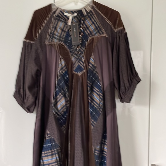 BCBGMAXAZRIA Multi colored Dress in Brown/Gold/Blue Size-Small/fits M/L NWT - Picture 10 of 13